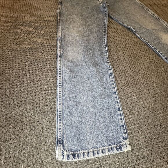 WRANGLER Authentic Jeans Regular Light Wash Straight Distressed 35x30 Fit 32x29 - Picture 3 of 10